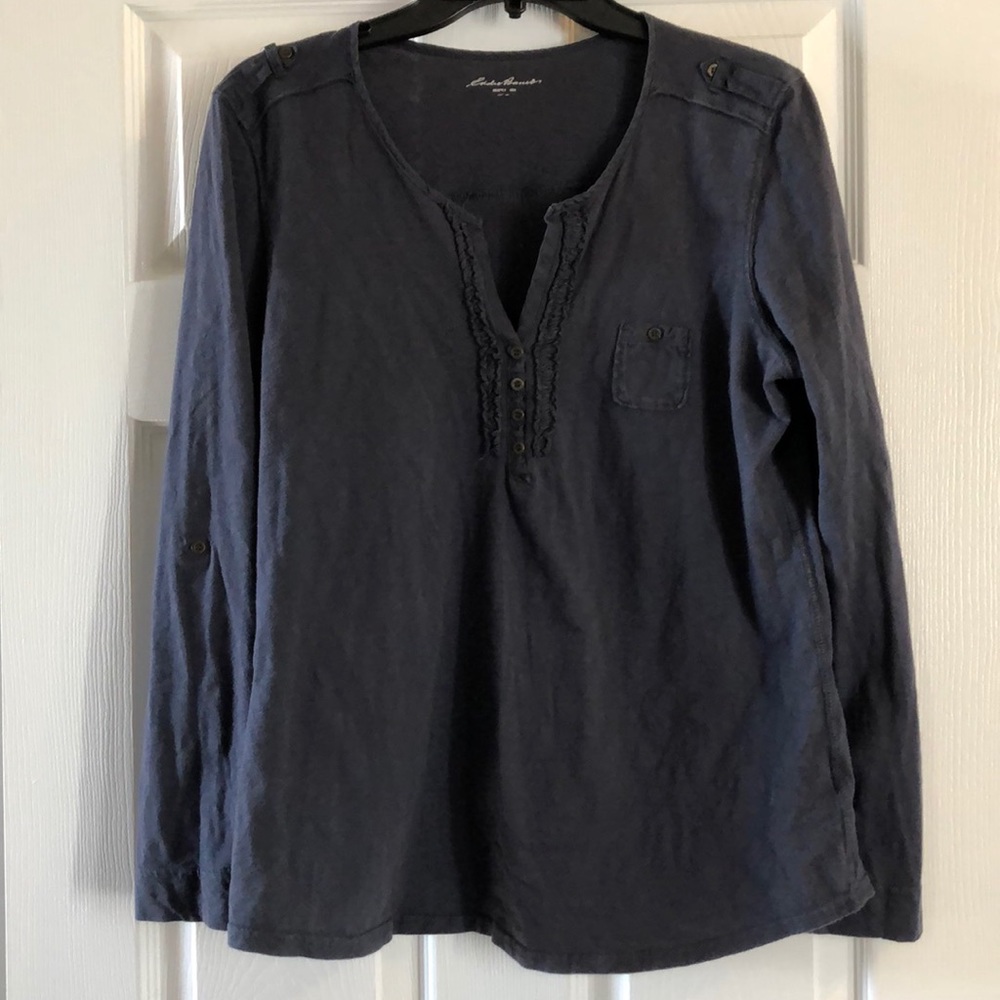 Henley top by Eddie Bauer w/ detailing.